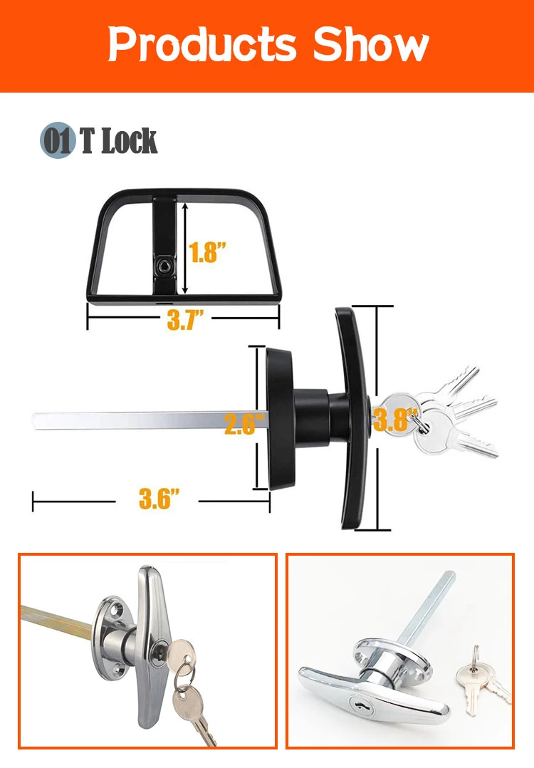 China Factory Heavy Duty Garage Door T Handle Lock Zinc Alloy T Handle Gate Garage Door Replacement Lock