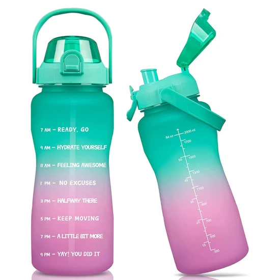 1/2 Gallon 1 Gallon Large Capacity Motivational Tritan Plastic Sport Gym Water Bottle with Time Marker